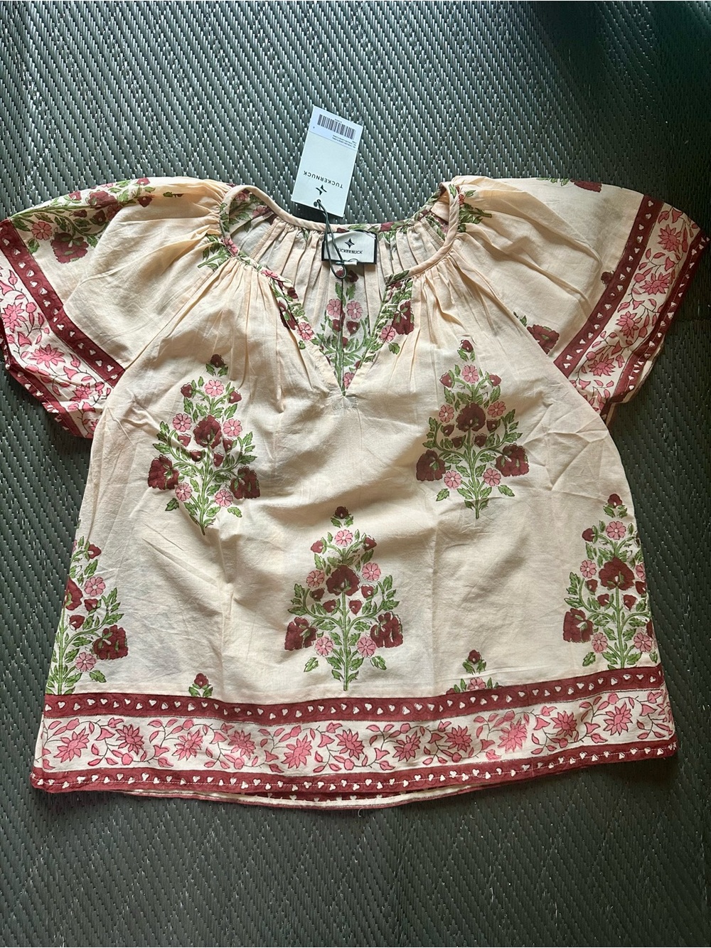 Tuckernuck Elena Top Small Blush Chandelier Floral Cotton NWT Small Light Peach - Picture 4 of 6